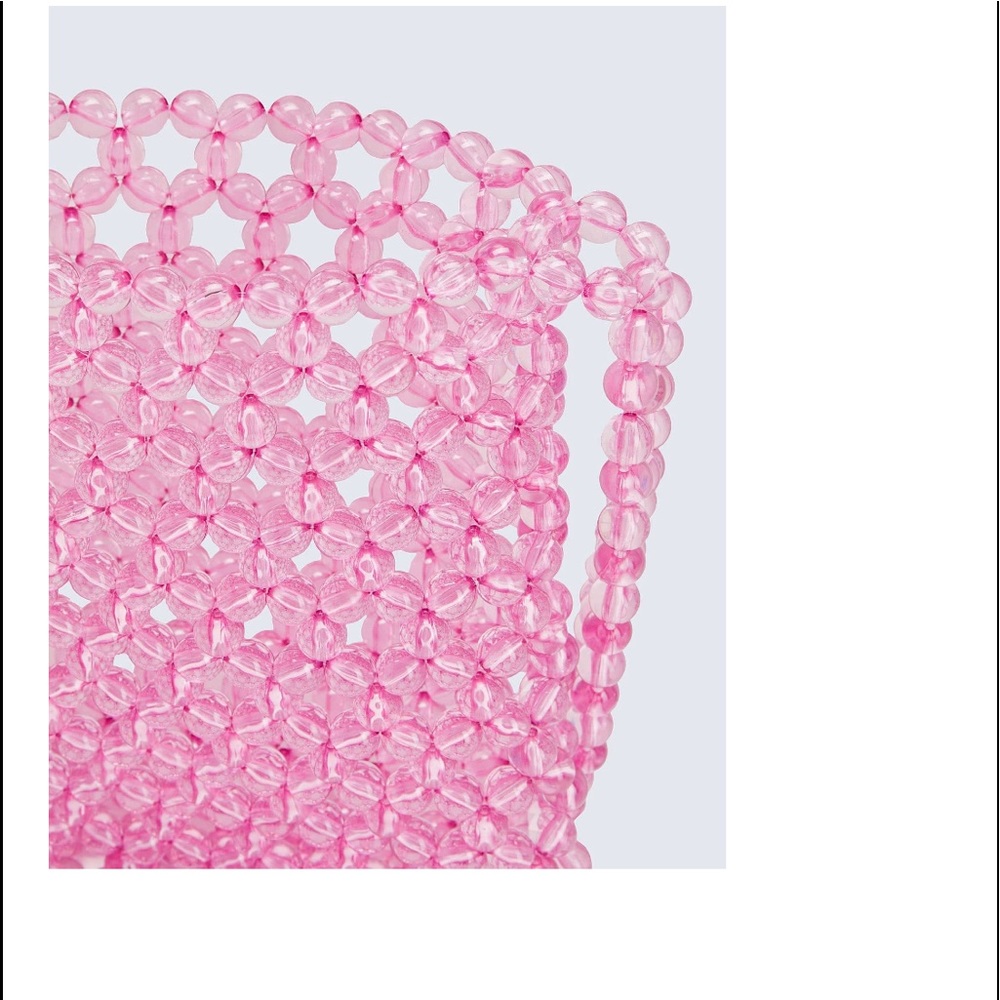 Pink clear beaded woven pink clear crossbody bag - Picture 12 of 15